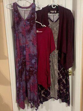 LOGO by Lori Goldstein Lot of 4: 2 Women's Multi Dresses, 1 shirt, 1 jacket